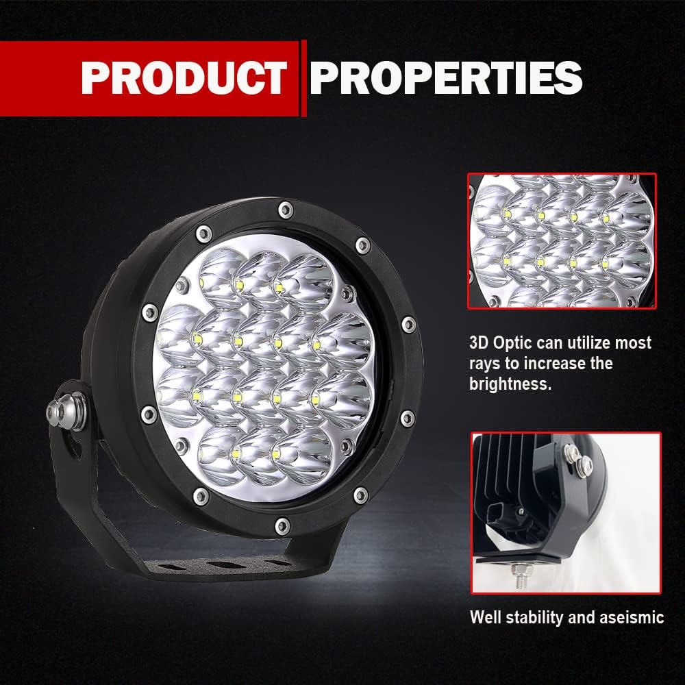 UNIVERSAL YELLOW 5 INCH 100W RATED 100 WATTS LED HEADLIGHT 12V DRIVING SPOT LIGHT FOR OFFROAD VEHICLE 4*4(COOL WHITE,)
