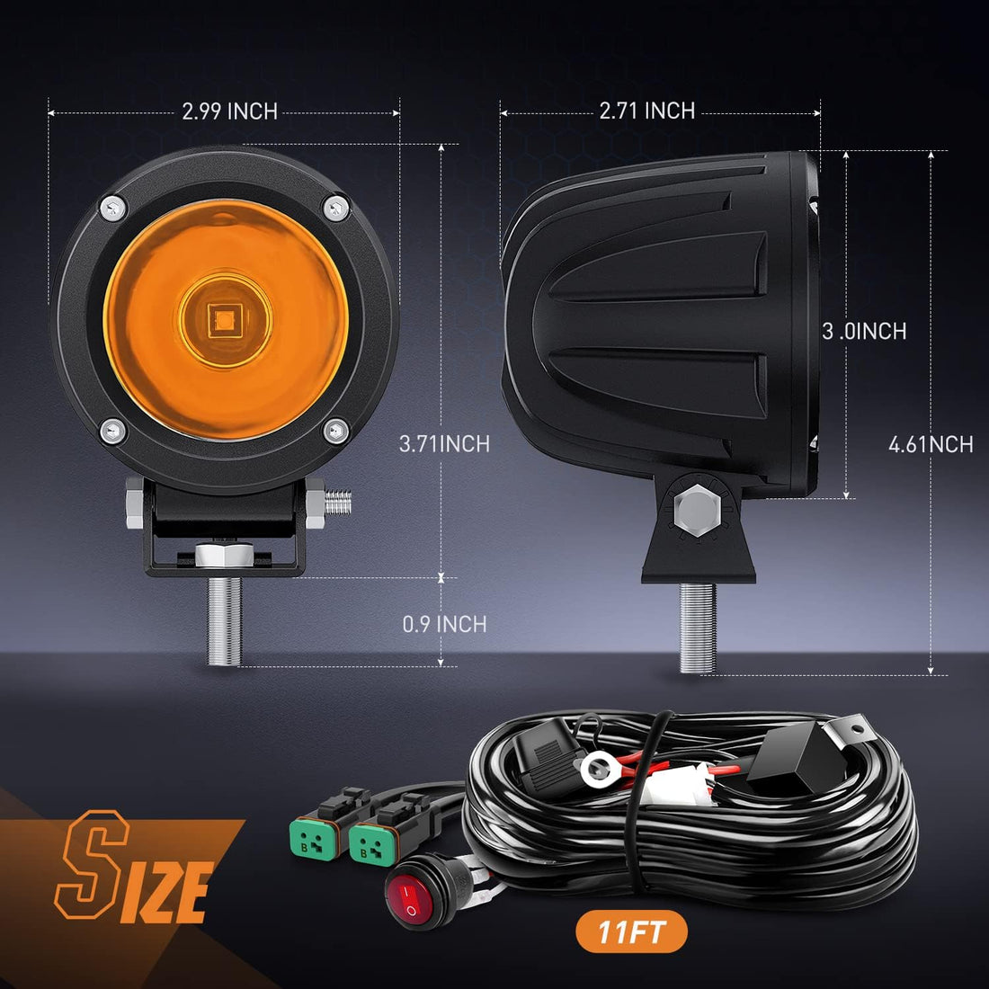 UNIVERSAL MINI 3 INCH 20W RATED POWER 20 WATTS YELLOW FORD RANGER JEEP VEHICLE WATERPROOF LED FOG DRIVING DITCH