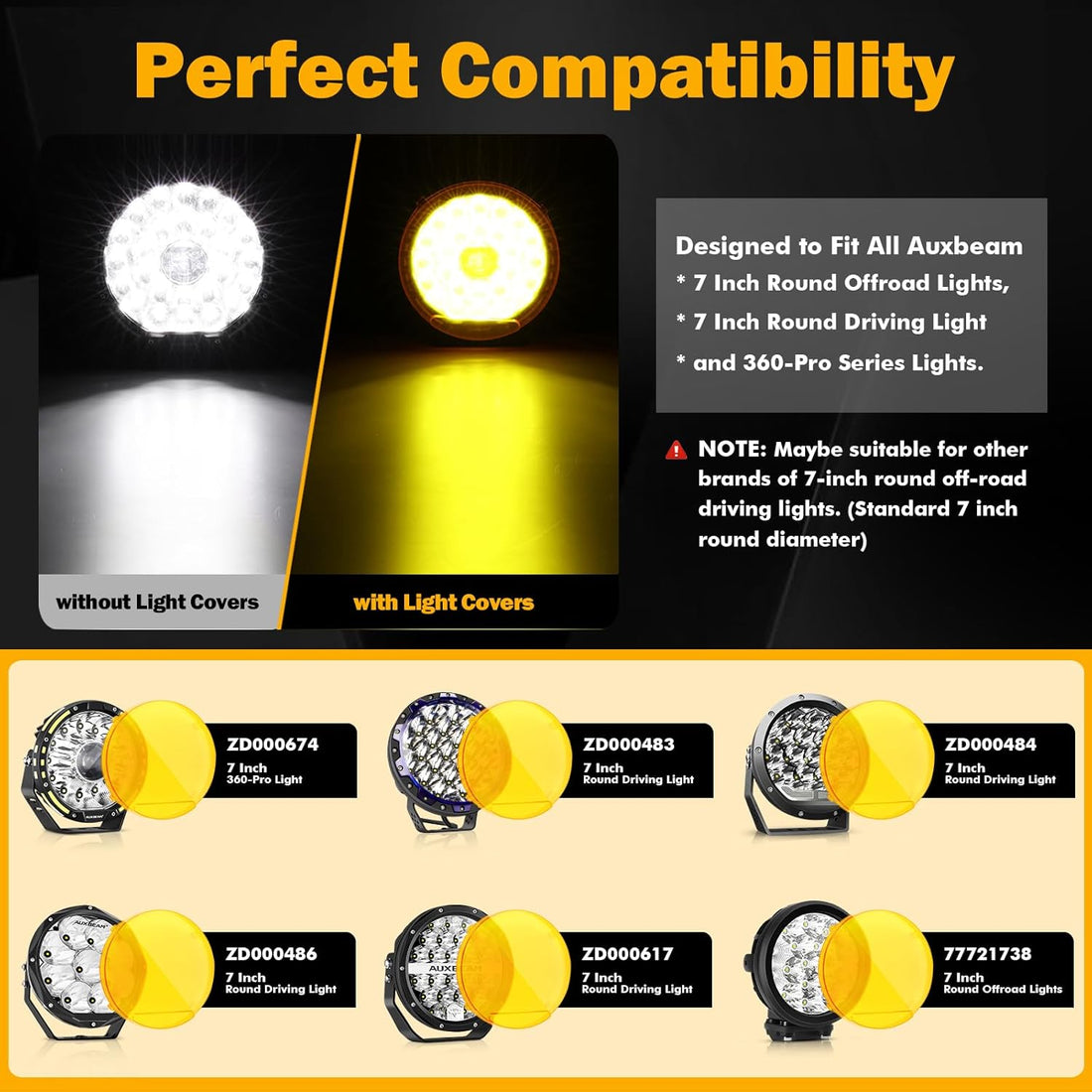7 INCH COVER LIGHT CUSTOM UNIVERSAL 3.5/4/5/7/9 INCH BLAK WHITE YELLOW 4*4 LED FOG LIGHT SPOTLIGHT(SPECIFICATION 7 INCH COVER LIGHT COLOR -BLACK 1)