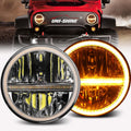 YELLOW JEEP 7INCH 100W RATED POWER 80 WATTS ROUND MOTOR CYCLE HEADLIGHT SUPER BRIGHT RGB LED FOG DRIVING(COOL WHITE,)